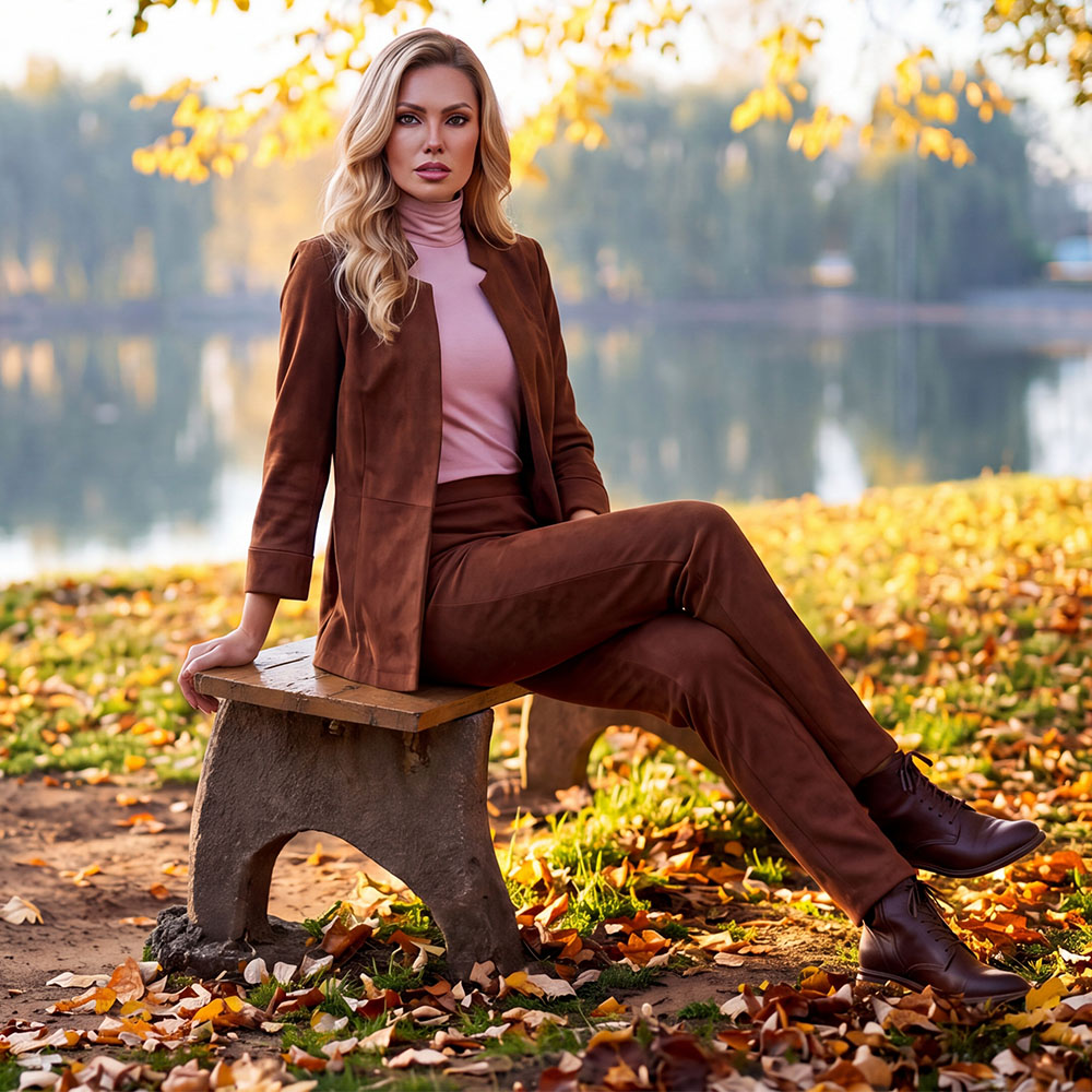 Елегантен дамски блейзър от рипсено кадифе в кафяво. 0810